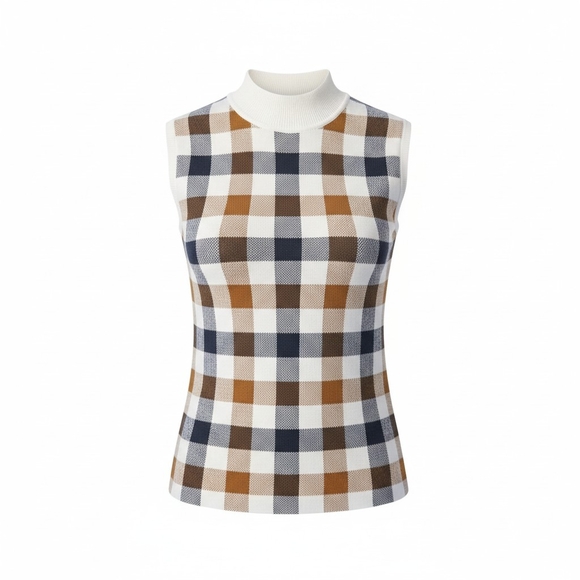 LOFT Sweaters - LOFT Heritage Check Mock Neck Sweater in Cream- Size Lg Petite- EUC $68 Retail
